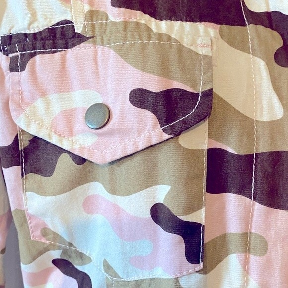 Cream, camel & pink camo jacket, pink camouflage lightweight coat by Love Tree L - Picture 15 of 15